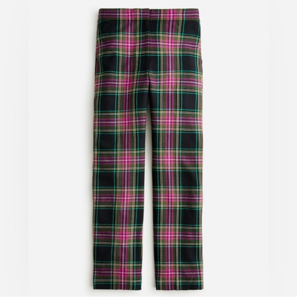 J. Crew Kate straight-leg pant in pink Stewart tartan plaid wool blend - Picture 4 of 11